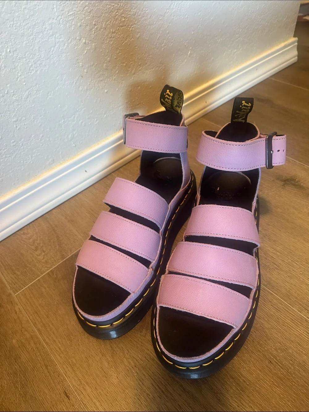 Purple Dr. Martens platform sandals